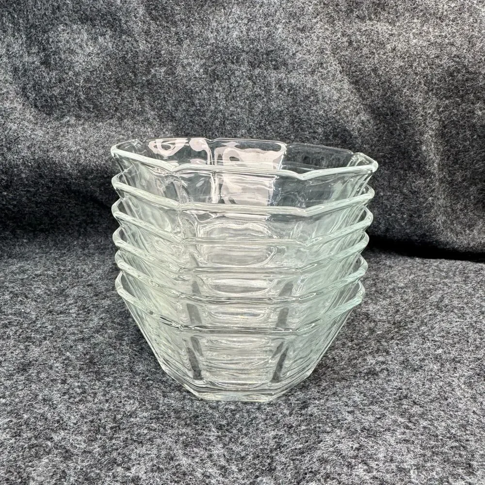 Hoya Contemporary Collection Ocean Glassware Octagon Dessert Berry Bowls MCM VTG